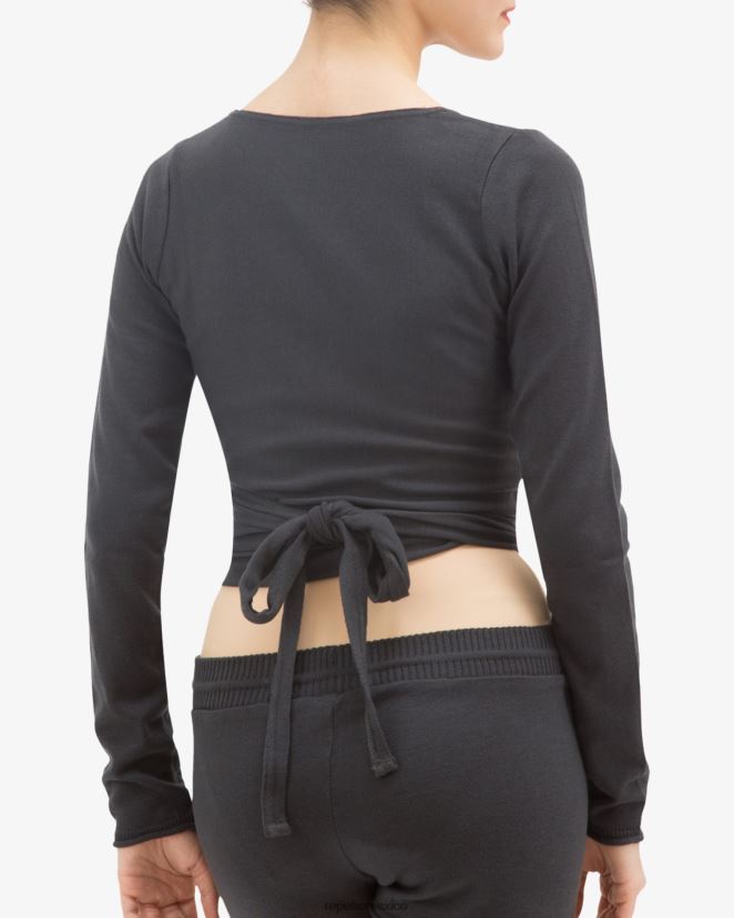 Repetto mujer cruzado de manga larga gris antracita ropa H2NF2L513