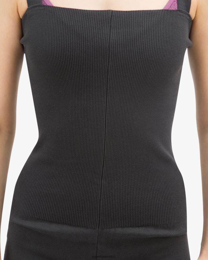 Repetto mujer mono con tirantes grandes gris antracita ropa H2NF2L530