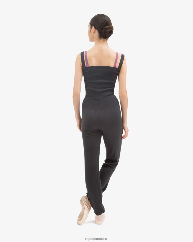 Repetto mujer mono con tirantes grandes gris antracita ropa H2NF2L530