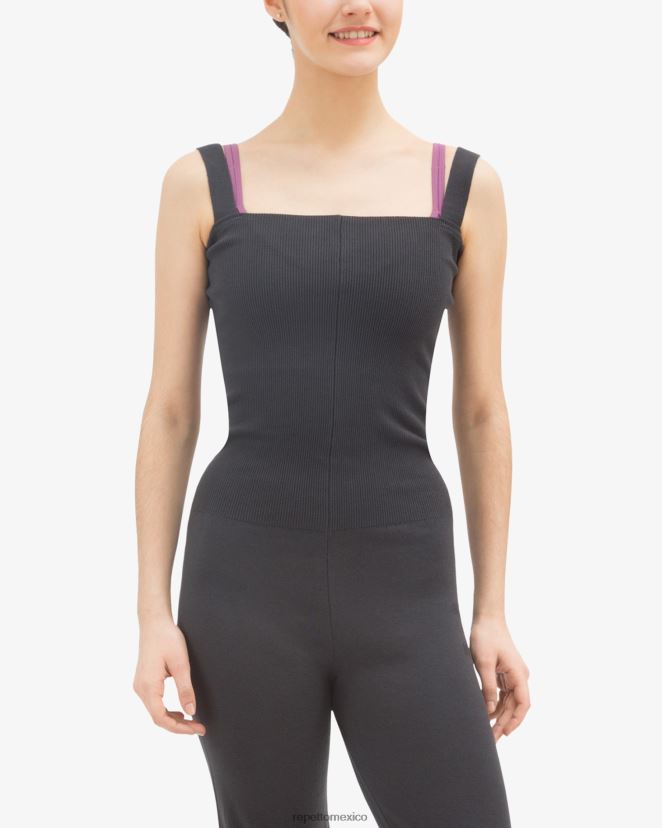 Repetto mujer mono con tirantes grandes gris antracita ropa H2NF2L530