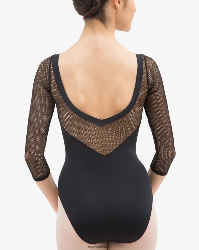 Repetto mujer Maillot manga 3/4 con encaje negro ropa H2NF2L486