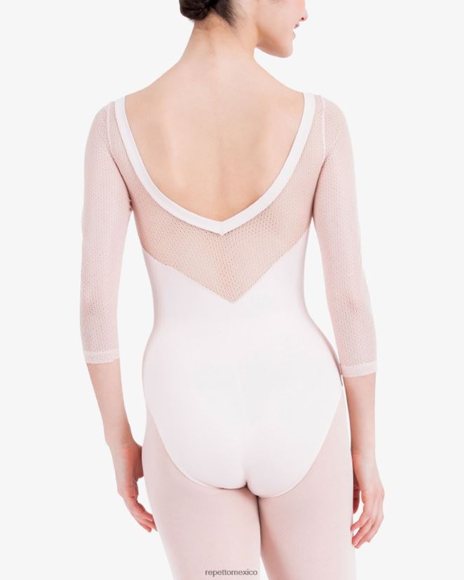 Repetto mujer Maillot mangas 3/4 con encaje rosa pétalo ropa H2NF2L441