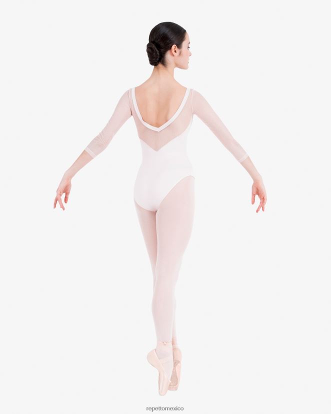 Repetto mujer Maillot mangas 3/4 con encaje rosa pétalo ropa H2NF2L441