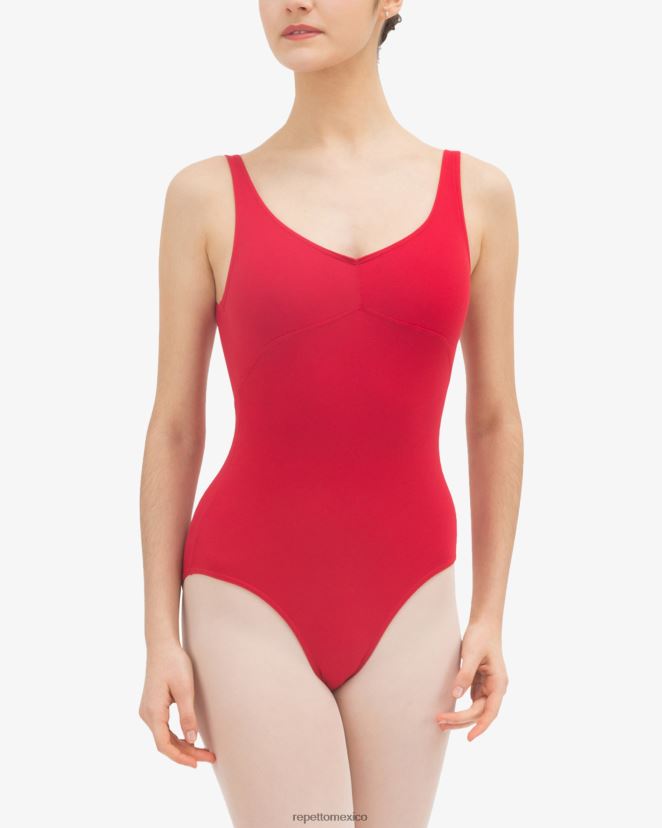 Repetto mujer escote de leotardo fruncido en la parte delantera y trasera clavel rojo ropa H2NF2L448