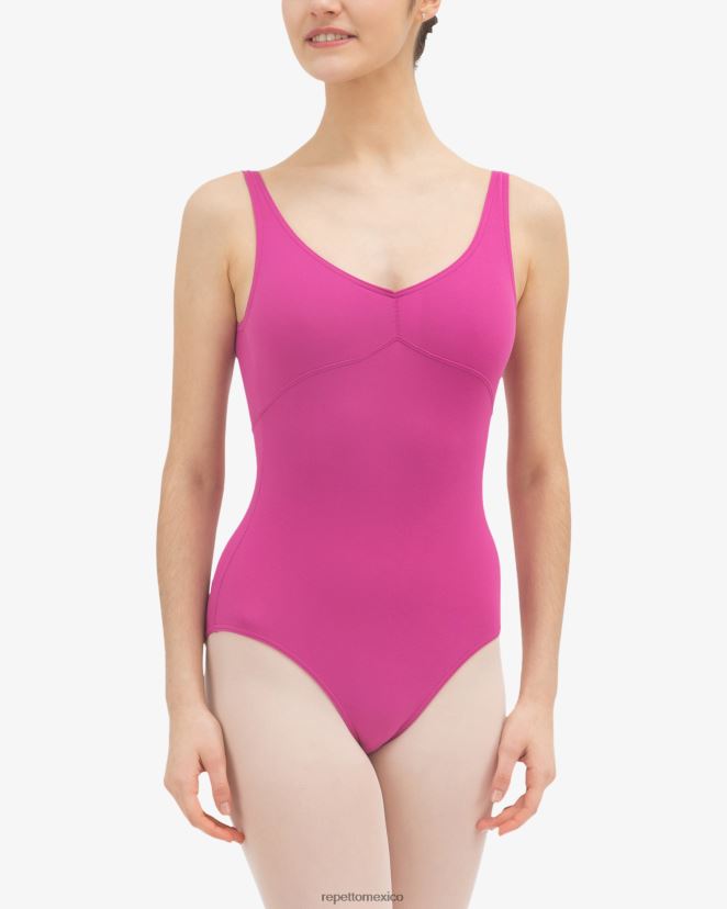 Repetto mujer escote de leotardo fruncido en la parte delantera y trasera rosa fucsia ropa H2NF2L454
