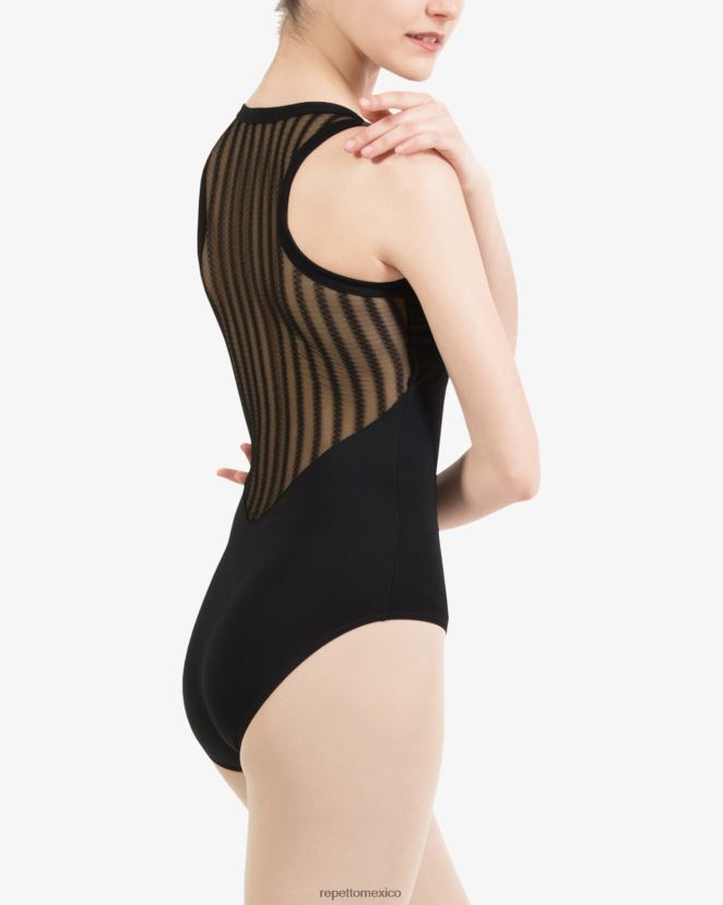 Repetto mujer leotardo de rejilla con espalda de nadador negro ropa H2NF2L481