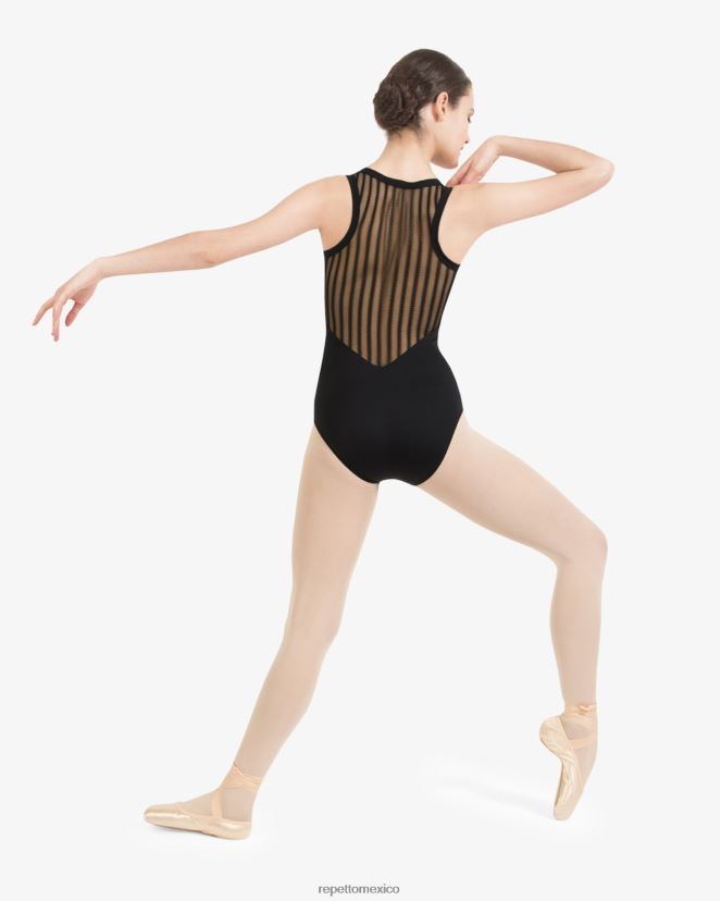 Repetto mujer leotardo de rejilla con espalda de nadador negro ropa H2NF2L481