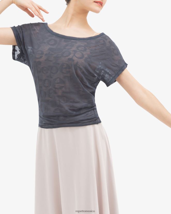 Repetto mujer camiseta transparente gris antracita ropa H2NF2L552