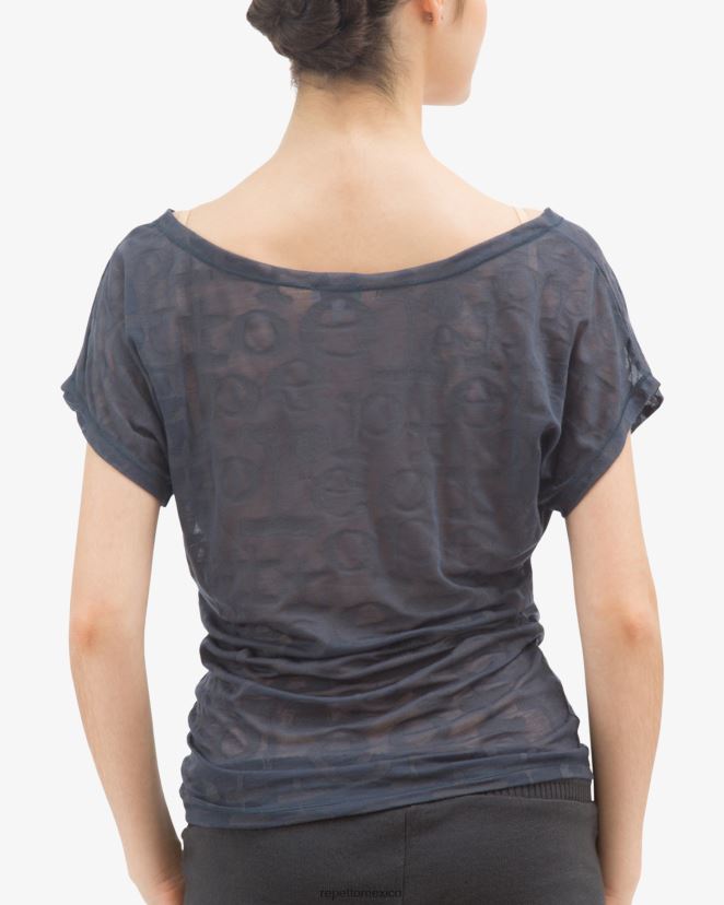 Repetto mujer camiseta transparente gris antracita ropa H2NF2L552