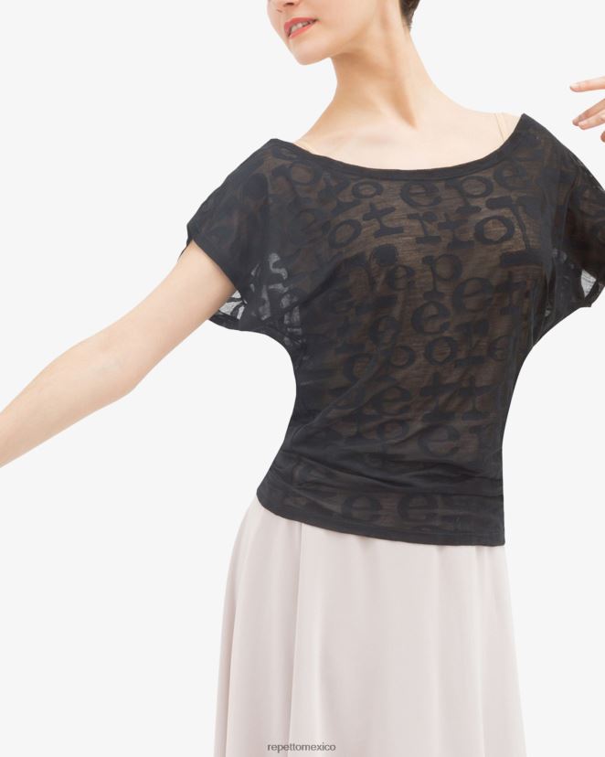 Repetto mujer camiseta transparente negro ropa H2NF2L553