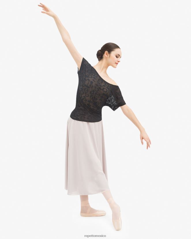 Repetto mujer camiseta transparente negro ropa H2NF2L553