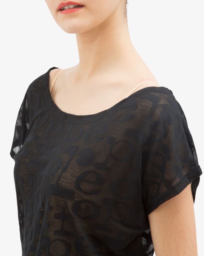 Repetto mujer camiseta transparente negro ropa H2NF2L553
