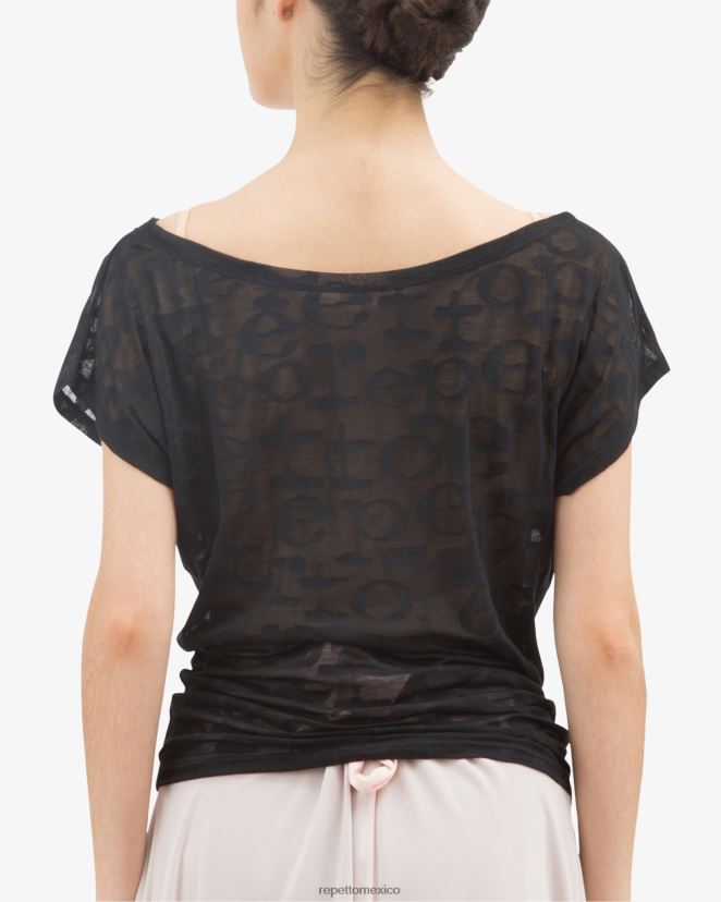 Repetto mujer camiseta transparente negro ropa H2NF2L553