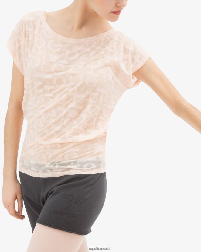 Repetto mujer camiseta transparente rosa pétalo ropa H2NF2L551