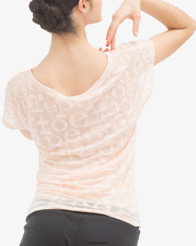 Repetto mujer camiseta transparente rosa pétalo ropa H2NF2L551