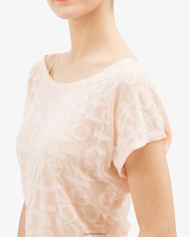 Repetto mujer camiseta transparente rosa pétalo ropa H2NF2L551