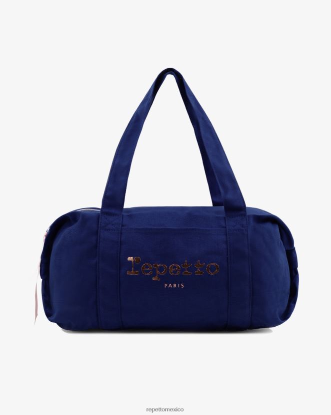 Repetto mujer bolsa de lona de algodón tamaño l azul petróleo accesorios H2NF2L413
