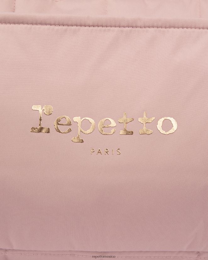 Repetto mujer bolso de lona acolchado de nailon talla l el rosado accesorios H2NF2L411