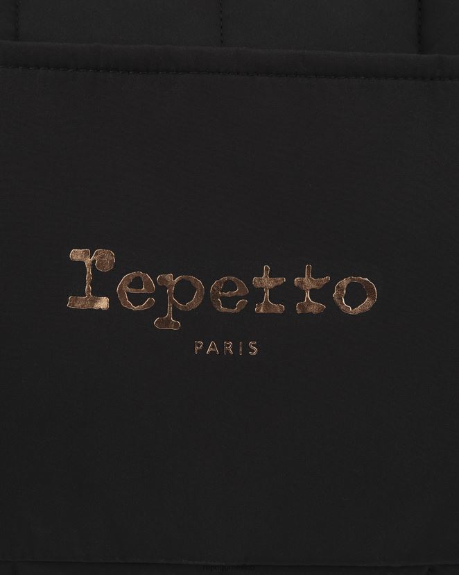 Repetto mujer bolso de lona acolchado de nailon talla l negro accesorios H2NF2L417