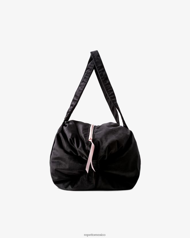Repetto mujer bolso de lona de terciopelo talla l negro accesorios H2NF2L416