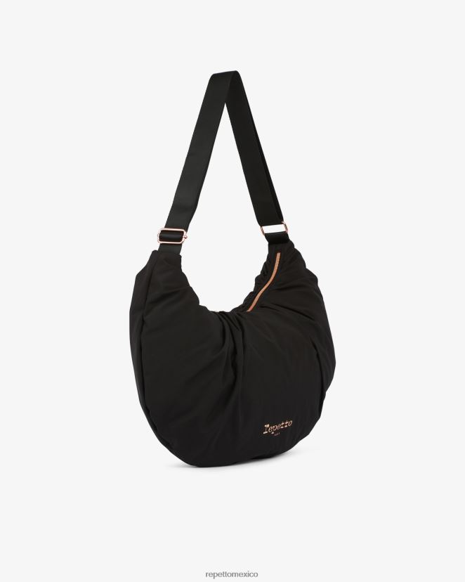 Repetto mujer bolso lune en forma de media luna de nailon acolchado negro accesorios H2NF2L427