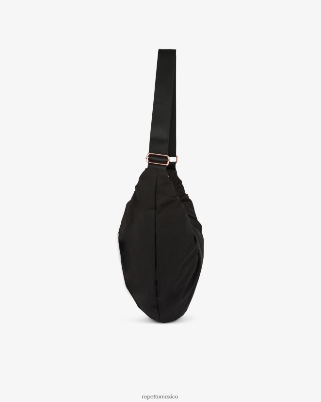 Repetto mujer bolso lune en forma de media luna de nailon acolchado negro accesorios H2NF2L427