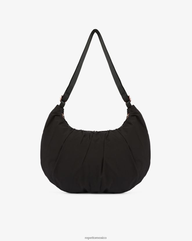 Repetto mujer bolso lune en forma de media luna de nailon acolchado negro accesorios H2NF2L427