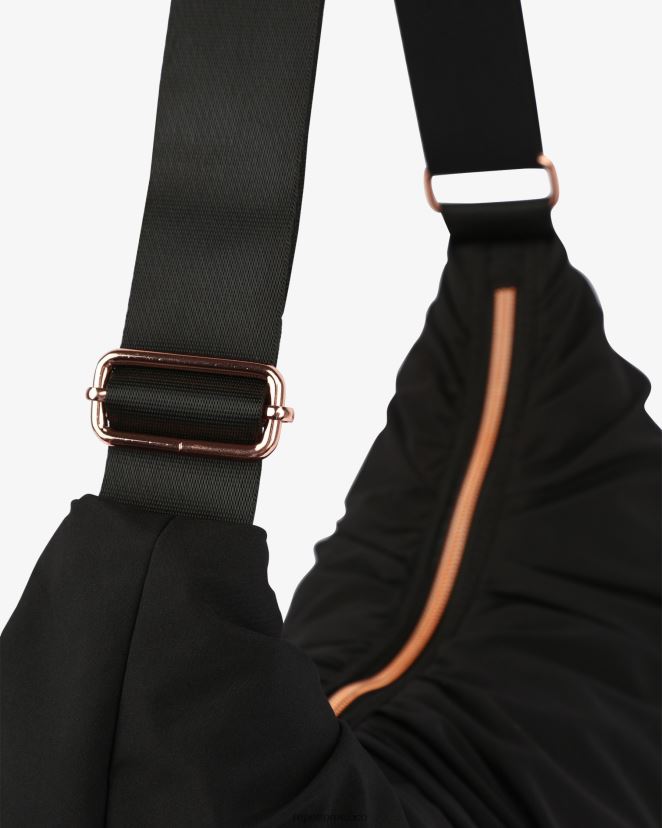 Repetto mujer bolso lune en forma de media luna de nailon acolchado negro accesorios H2NF2L427