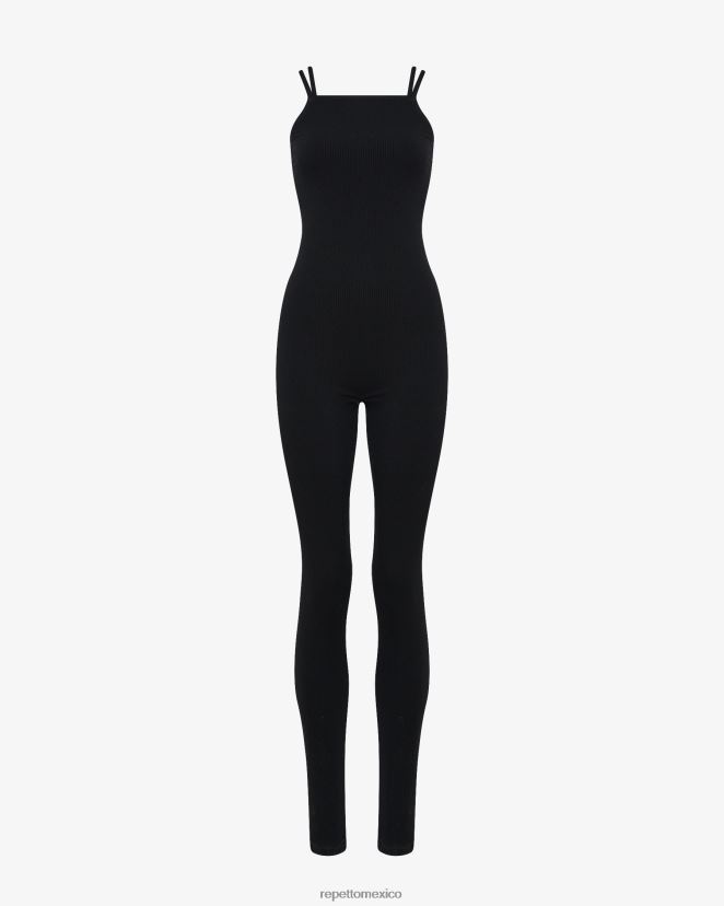 Repetto mujer mono de canalé negro ropa H2NF2L369