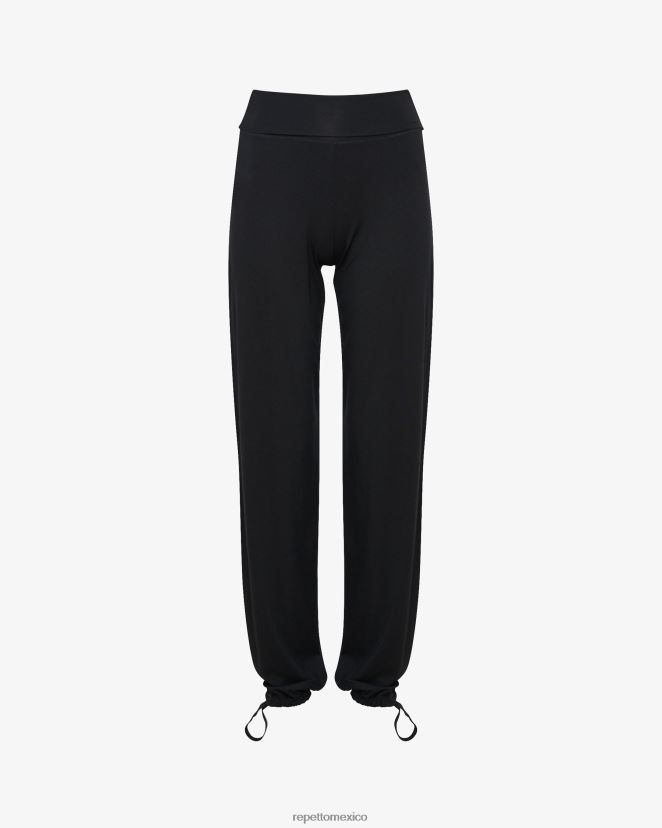 Repetto mujer pantalones de jazz de viscosa con cinturilla doblada negro ropa H2NF2L373