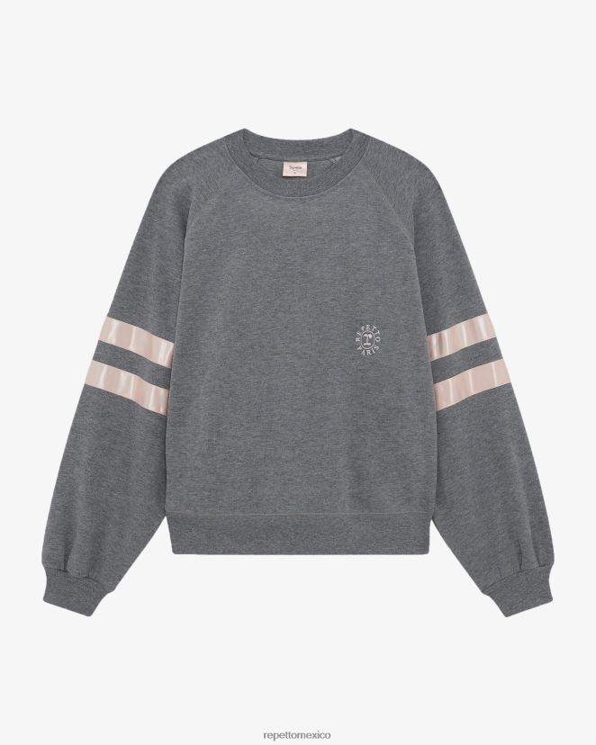 Repetto mujer sudadera satinada gris claro moteado ropa H2NF2L351