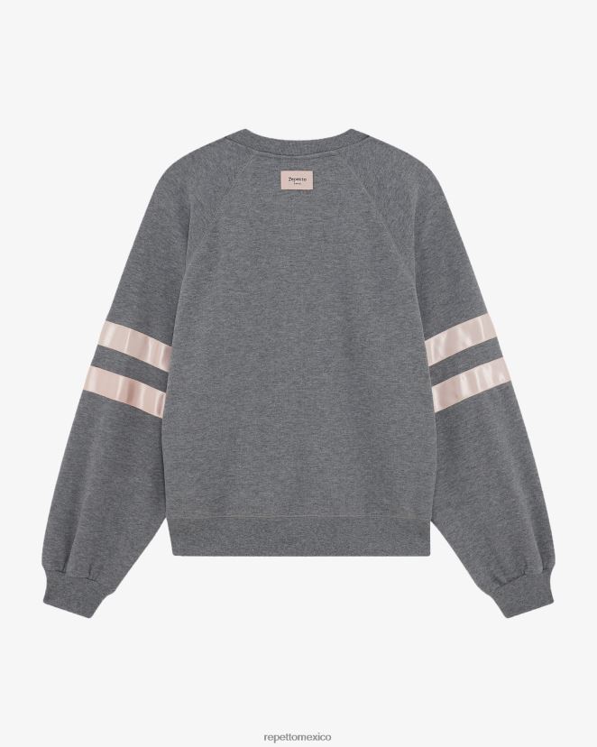 Repetto mujer sudadera satinada gris claro moteado ropa H2NF2L351
