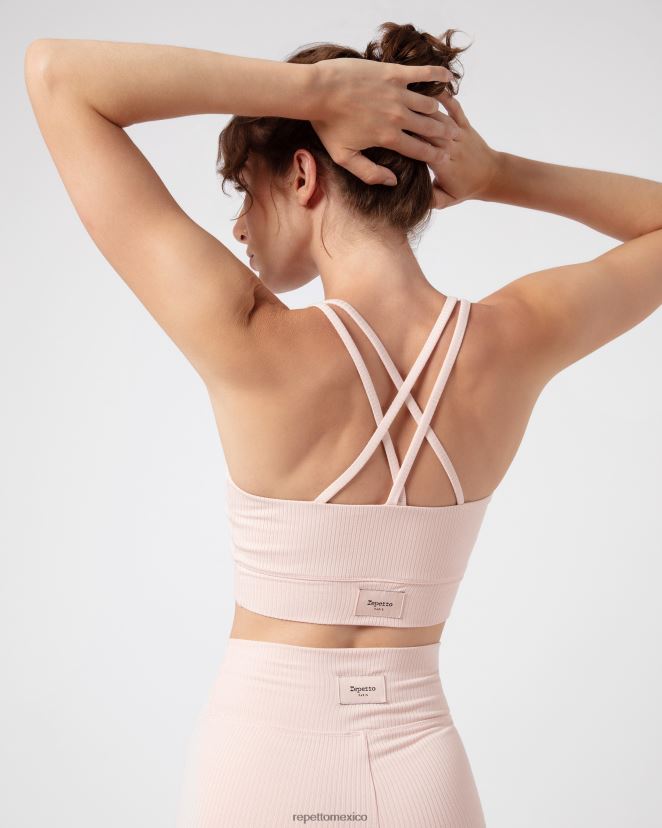 Repetto mujer leggins de canalé rosa pétalo ropa H2NF2L303