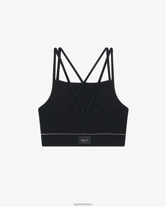 Repetto mujer sujetador de canalé con tirantes finos negro ropa H2NF2L302