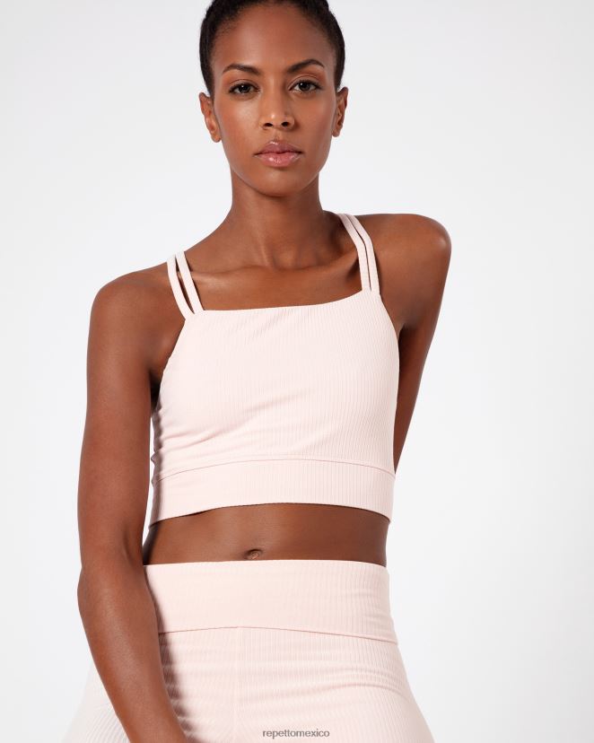 Repetto mujer sujetador de canalé con tirantes finos rosa pétalo ropa H2NF2L304 Repetto mujer sujetador de canalé con tirantes finos rosa pétalo ropa H2NF2L304