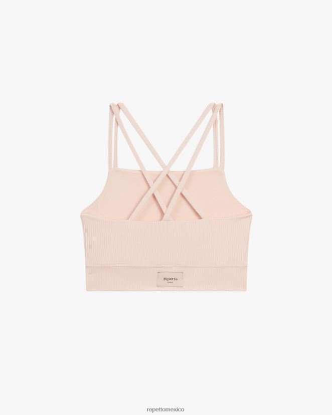 Repetto mujer sujetador de canalé con tirantes finos rosa pétalo ropa H2NF2L304