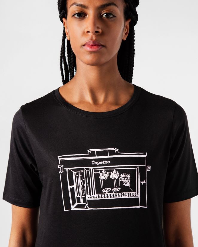 Repetto mujer camiseta boutique negro ropa H2NF2L342