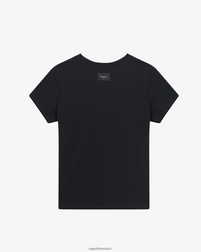 Repetto mujer camiseta con logo r negro ropa H2NF2L340