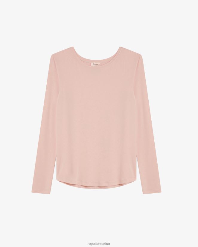 Repetto mujer camiseta de manga larga rosa pétalo ropa H2NF2L327