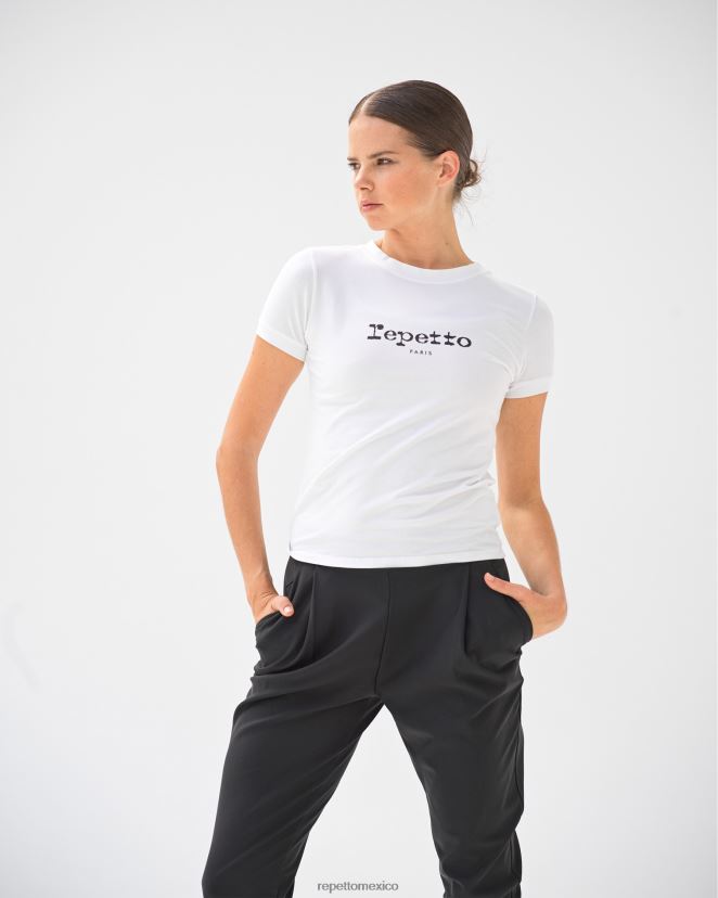 Repetto mujer camiseta en blanco y negro ropa H2NF2L347