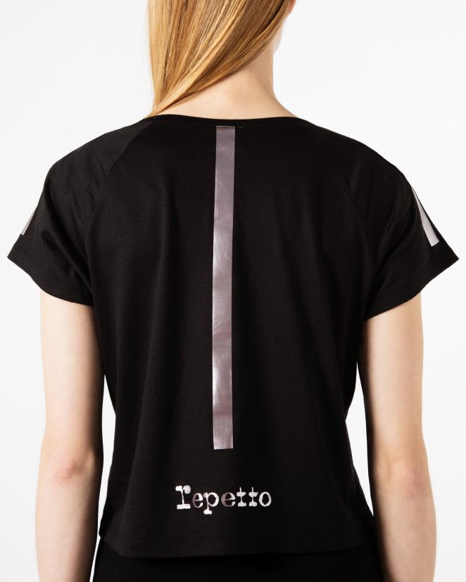 Repetto mujer camiseta gráfica negro ropa H2NF2L335