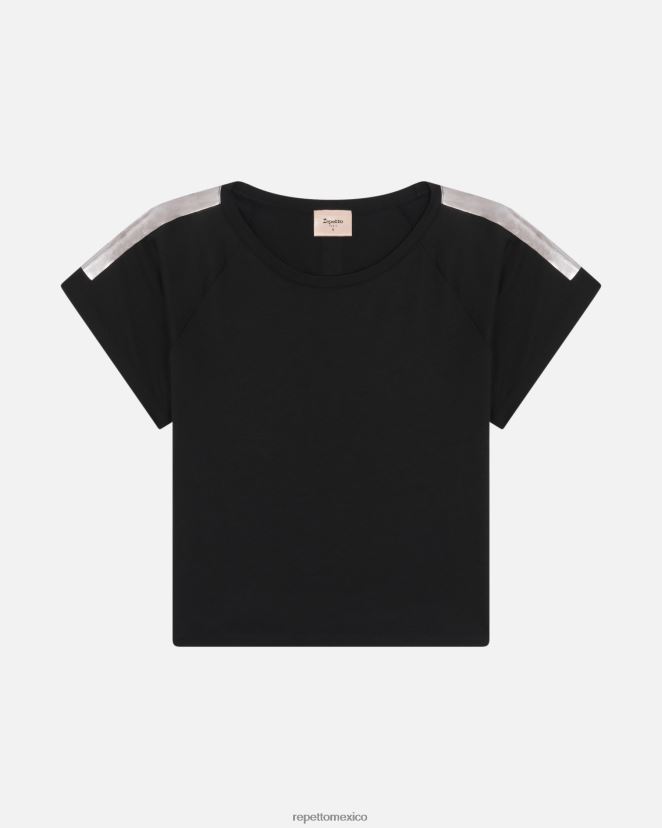 Repetto mujer camiseta gráfica negro ropa H2NF2L335