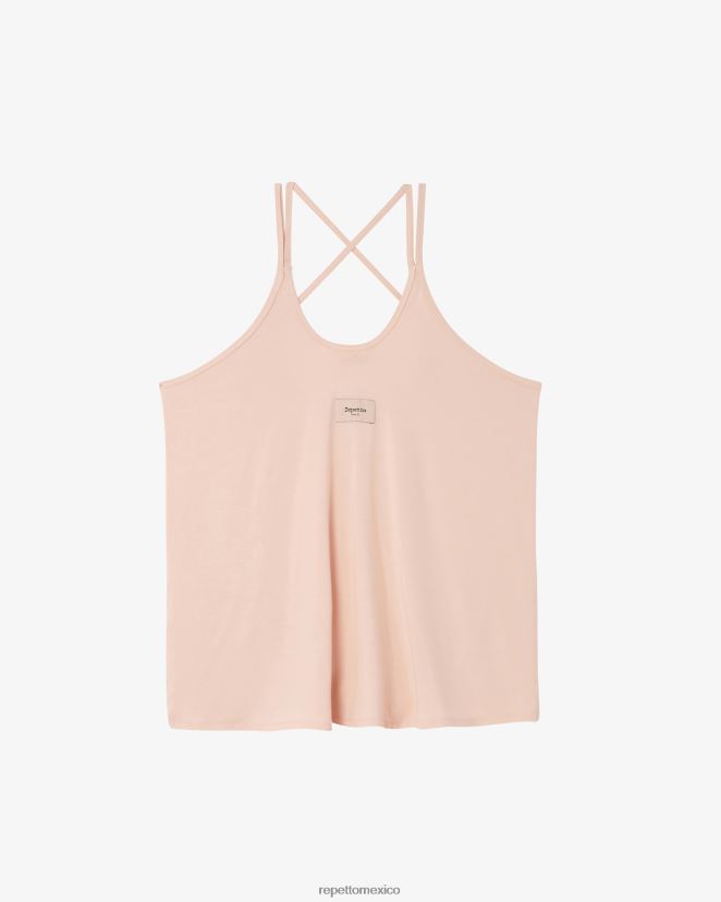 Repetto mujer camiseta sin mangas con tirantes finos Studio rosa pétalo ropa H2NF2L326