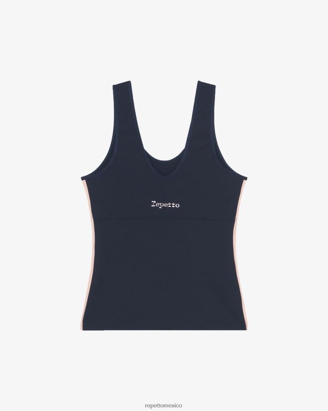 Repetto mujer camiseta sin mangas de expresión azul medianoche ropa H2NF2L321