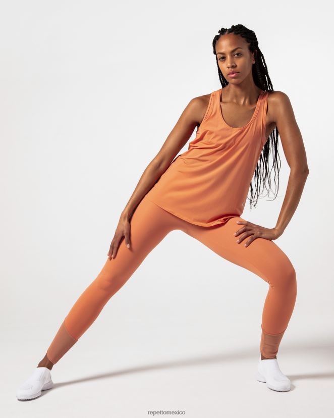 Repetto mujer camiseta sin mangas de seda activa naranja bronce ropa H2NF2L323