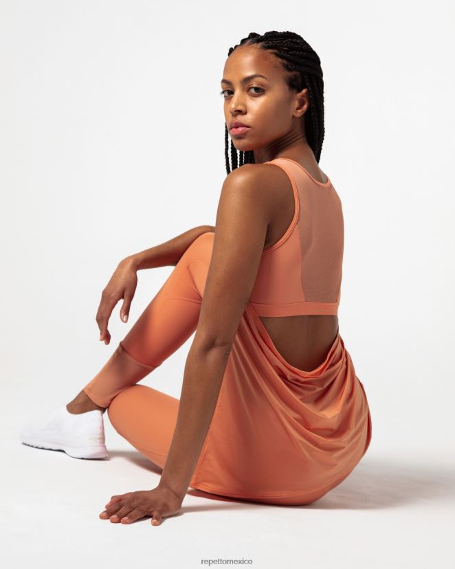 Repetto mujer camiseta sin mangas de seda activa naranja bronce ropa H2NF2L323