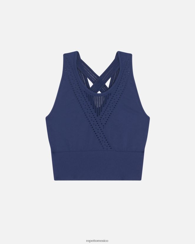 Repetto mujer camiseta sin mangas sin costuras Azul marino ropa H2NF2L324