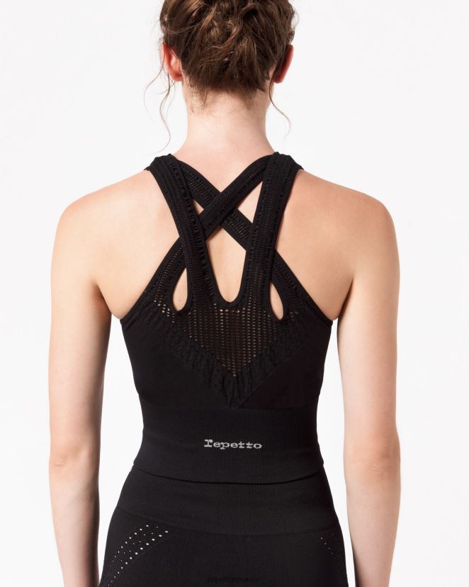 Repetto mujer camiseta sin mangas sin costuras negro ropa H2NF2L325