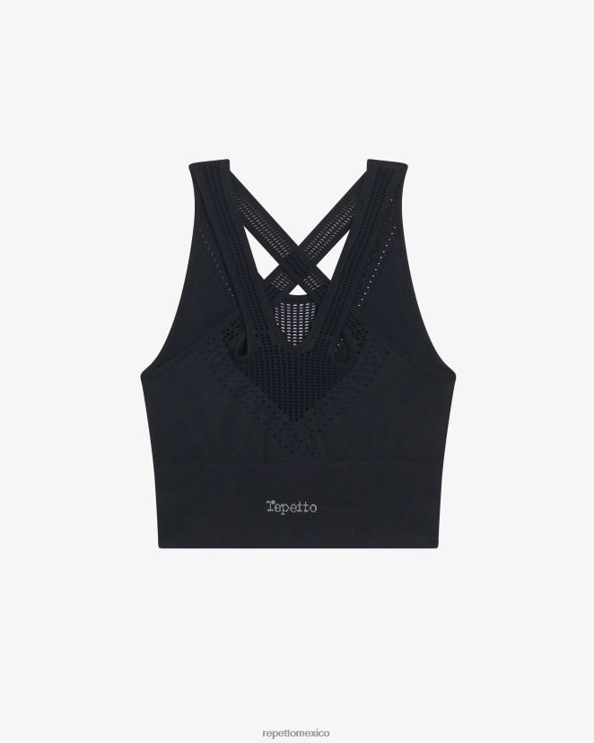 Repetto mujer camiseta sin mangas sin costuras negro ropa H2NF2L325