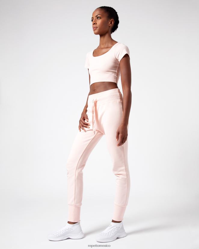 Repetto mujer top corto de canalé rosa pétalo ropa H2NF2L328